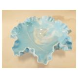 Blue Ruffled Bowl, 10"