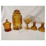 Amber Glass Pieces, Canister (5)