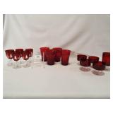 Red Glass Stemware, Glasses (5) (4) (5)