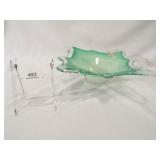 Murano Green Art Glass Bowl, 12"