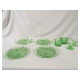 Green Glass Plates, Pieces (8)