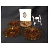 Tiara Amber Glass Nursery Rhyme Plates (4)