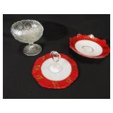 Fenton Bowl, Glass Serving Pieces (3)
