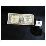 1935F Silver Certificate One Dollar Bill;