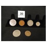 Foreign Coins; Italy; Jamaica; Columbia; Malaysia