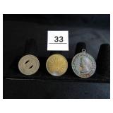 Tokens-(2); JFK Medallion-(tarnished);