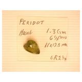 Peridot Gem; Heart Shaped;