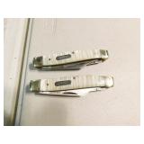 2- PEARL LIKE HANDLE 3-BLADE POCKET KNIVES