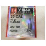 20 CAL 40 GR V-MAX BULLETS (100/BOX)