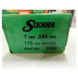 7MM 175 GR SIERRA BOAT TAIL SPITZER (100) BULLETS