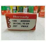 25 CAL 75 GR HORNADY (100/BOX) BULLETS