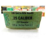 25 CAL 120 GR SIERRA (100) BULLETS