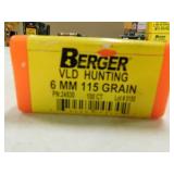 6MM 115 GR BERGER VLD HUNTING (100/BOX) BULLETS