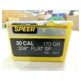30 CAL 170 GR FLAT SP SPEER (100) BULLETS