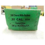 30 CAL 180 GR HP SIERRA (100/BOX) BULLETS