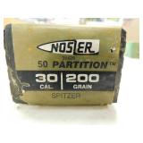 30 CAL 200 GR PART. SPITZER NOSLER BULLETS