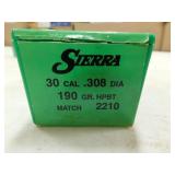 30 CAL 190 GR HPBT SIERRA (100) BULLETS