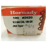 6.5 CAL 129 GR SPIRE HORNADY (100) BULLETS