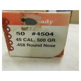45 CAL 500 GR .458 RN HORNADY(50/BOX) BULLETS