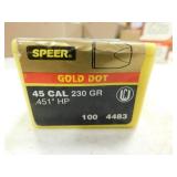 45 CAL 230 GR .451HP SPEER (100/BOX) BULLETS