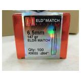 6.5 MM 147 GR ELD MATCH HORNADY(100/BOX) BULLETS