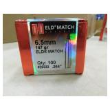 6.5 MM 147 GR ELD MATCH HORNADY(100/BOX) BULLETS