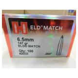 6.5 MM 147 GR ELD MATCH HORNADY (100/BOX) BULLETS
