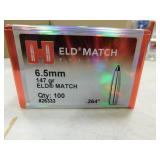 6.5 MM 147 GR ELD MATCH HORNADY (100/BOX) BULLETS