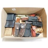 ASSORTMENT GUN GRIPS, LEATHER KNIFE