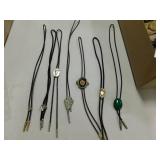 BOLOS- 7 ASSORTED TURQUOISE. INDIAN HEAD PENNY