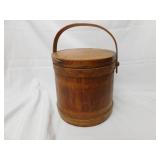 Vintage Wooden Bucket With Lid and Handle