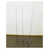 3 Vintage Fishing Rods- 1 with spinner