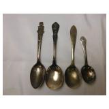 4 Vintage Childrens Spoons Silver plate