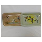 2 Vintage Duck themed metal treys