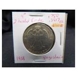 1938 Yugoslavia 2 Headed Eagle Coin- Silver