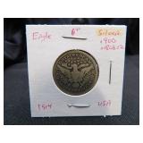 1914 US Quarter Dollar Coin - Silver