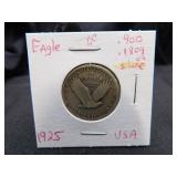 1925 US Quarter Dollar Coin, M Mint - Silver