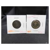 2 Belgium Coins, 1874 2 Cent, 1863 10 Centime
