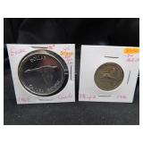 2- Silver Coins, Canada, Ethiopia