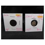 2- Silver Coins 1827 Peru, 1862 Germany