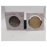 2- Silver Coins, South Africa, Czechoslovakia