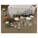 Vintage Glasses, Coke Bottle, Atlas Jar w/marbles,