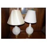 Lamps with shades(2); Grey Round base; powers on