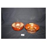 Carnival Orange Luster Depression Glass Bowls (2)