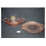 Pink Glassware; Bowl, Handles serving dish