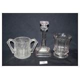 Purple tint glassware; 3 pieces; Candle stick; gla