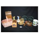 Glass Elephant Bookends; Stone Eggs; Trinkets