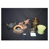 Décor odds and ends; Cast iron Cauldron; Planter