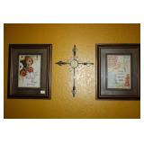 Wall Frames and Art; Orange Mesh Metal Flower