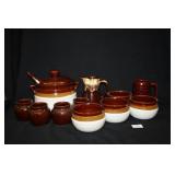 Brown Stoneware; Pitcher/Cup "U.S.A." markings